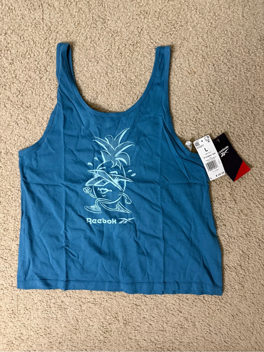 Reebok Steely Blue Tank Top with Pineapple Graphic - Picture 4 of 6